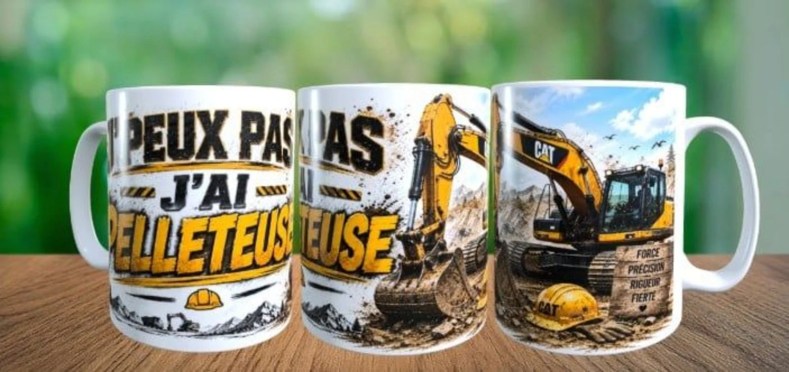 Mug humour, j'peux pas j'ai pelleteuse, travaux